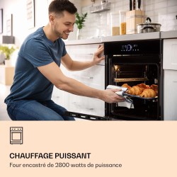 Klarstein Four Encastrable Chaleur Tournante, Four Encastrable Noir avec 11 Modes, Four Electrique avec Décongélation, Convectio