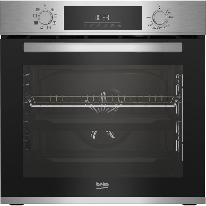 Beko BBIM12300XCE Four encastrable - 72L, 8 fonctions de cuisson, Écran LED, Porte robuste, Dimensions : H 59,5 x l 59,4 x P 56,