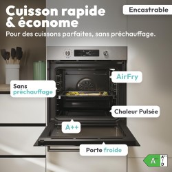 CANDY - Four Encastrable à Chaleur Pulsée - Pyrolyse/Hydrolyse, 6 Niveaux de Cuisson - A++ - Cavité XXL (78L), Rails Télescopiqu