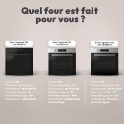 CANDY - Four Encastrable à Chaleur Pulsée - Pyrolyse/Hydrolyse, 6 Niveaux de Cuisson - A++ - Cavité XXL (78L), Rails Télescopiqu