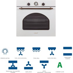 CATA MRA7108WH Four Électrique Encastrable Blanc Rustique Classe Énergétique A 7 Fonctions Programmateur de Cuisson Mécanique Fo