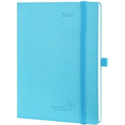 POPRUN Agenda 2026 Semainier 22 x 16,5 cm - Couverture Souple en PU Cuir, Vertical Planner, D'Jan 2026 à Déc 2026-12 Mois, Avec 
