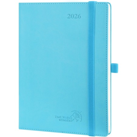 POPRUN Agenda 2026 Semainier 22 x 16,5 cm - Couverture Souple en PU Cuir, Vertical Planner, D'Jan 2026 à Déc 2026-12 Mois, Avec 