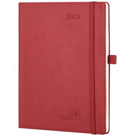 POPRUN Agenda 2026 Semainier 22 x 16,5 cm - Couverture Souple en PU Cuir, Vertical Planner, D'Jan 2026 à Déc 2026-12 Mois, Avec 