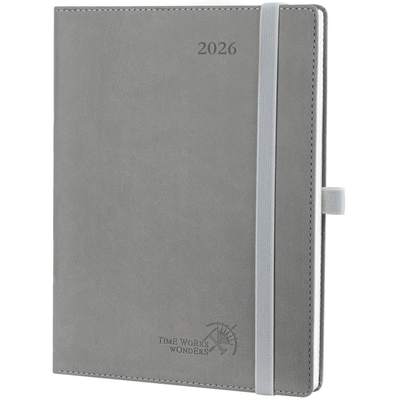 POPRUN Agenda 2026 Semainier 22 x 16,5 cm - Couverture Souple en PU Cuir, Vertical Planner, D'Jan 2026 à Déc 2026-12 Mois, Avec 