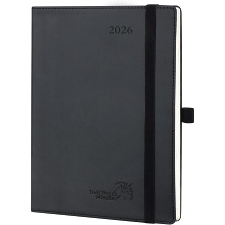 POPRUN Agenda 2026 Semainier 22 x 16,5 cm - Couverture Souple en PU Cuir, Vertical Planner, Planificateur Journalier, D'Jan 2026