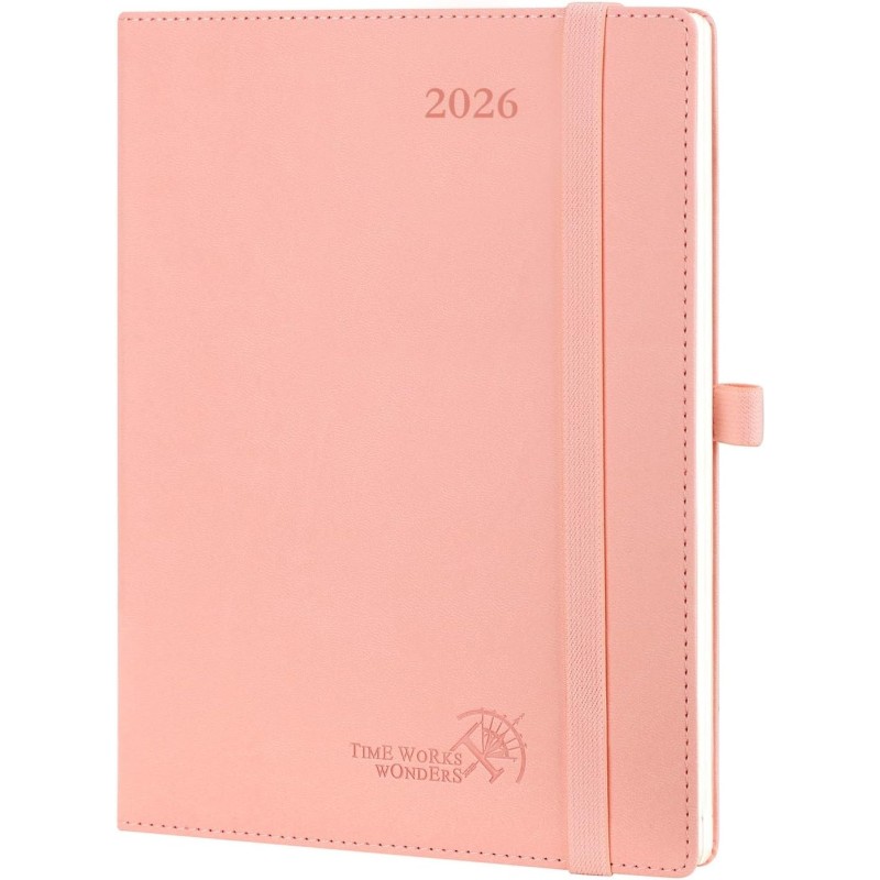 POPRUN Agenda Scolaire 2026 Semainier 22 x 16,5 cm - Couverture Souple en PU Cuir, Vertical Planner, D'Jan 2026 à Déc 2026-12 Mo