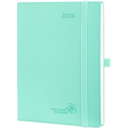 POPRUN Agenda 2026 Semainier 22 x 16,5 cm - Couverture Souple en PU Cuir, Vertical Planner, D'Jan 2026 à Déc 2026-12 Mois, Avec 