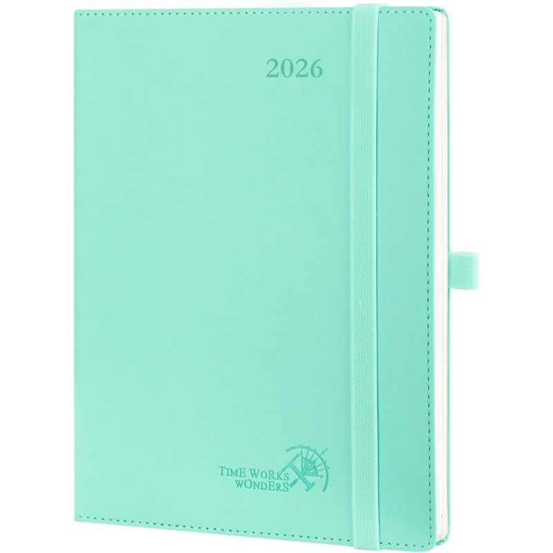 POPRUN Agenda 2026 Semainier 22 x 16,5 cm - Couverture Souple en PU Cuir, Vertical Planner, D'Jan 2026 à Déc 2026-12 Mois, Avec 