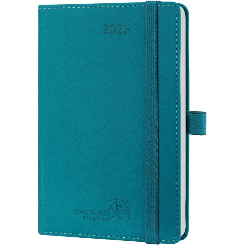 POPRUN Agenda de Poche 2026 A6 Semainier 16 x 10,5 cm - Couverture Souple en PU Cuir, Petit Agenda Scolaire, D'Jan 2026 à Déc 20