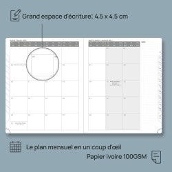 POPRUN Agenda 2026 Semainier 26,5 x 21,5 cm - Couverture Souple en PU Cuir, Vertical Planner, D'Jan 2026 à Déc 2026-12 Mois, Ave