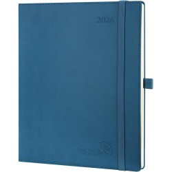 POPRUN Agenda 2026 Semainier 26,5 x 21,5 cm - Couverture Souple en PU Cuir, Vertical Planner, D'Jan 2026 à Déc 2026-12 Mois, Ave