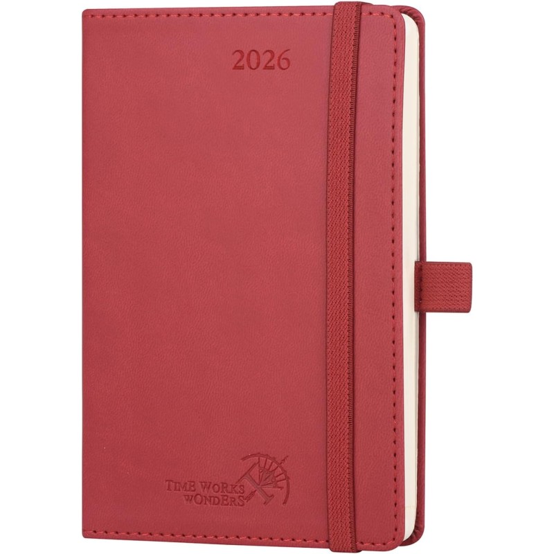 POPRUN Agenda de Poche 2026 A6 Semainier 16 x 10,5 cm - Couverture Souple en PU Cuir, Petit Agenda, D'Jan 2026 à Déc 2026-12 Moi