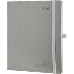 POPRUN Agenda 2026 Semainier 26,5 x 21,5 cm - Couverture Souple en PU Cuir, Vertical Planner, D'Jan 2026 à Déc 2026-12 Mois, Ave
