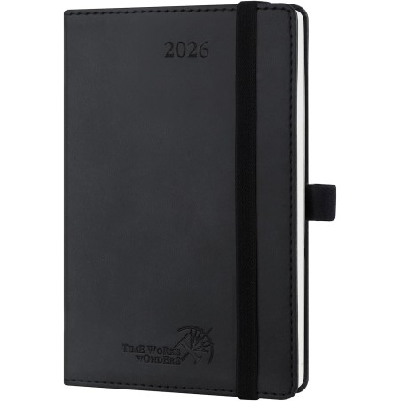 POPRUN Agenda de Poche 2026 A6 Semainier 16 x 10,5 cm - Couverture Souple en PU Cuir, Petit Agenda, D'Jan 2026 à Déc 2026-12 Moi