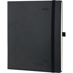 POPRUN Agenda Scolaire 2026 Semainier 26,5 x 21,5 cm - Couverture Souple en PU Cuir, Vertical Planner, D'Jan 2026 à Déc 2026-12 