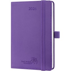 POPRUN Agenda de Poche 2026 A6 Semainier 16 x 10,5 cm - Couverture Souple en PU Cuir, Agenda Scolaire Petit, D'Jan 2026 à Déc 20