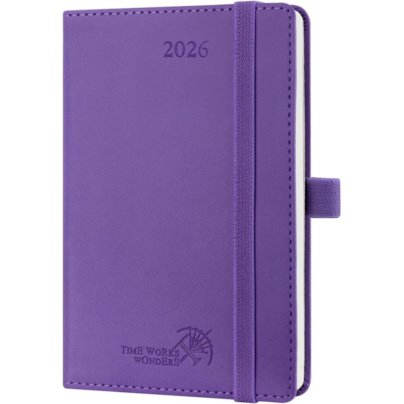 POPRUN Agenda de Poche 2026 A6 Semainier 16 x 10,5 cm - Couverture Souple en PU Cuir, Agenda Scolaire Petit, D'Jan 2026 à Déc 20