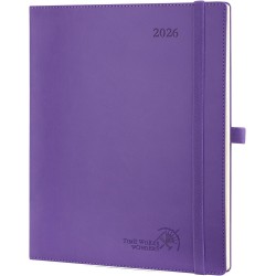 POPRUN Agenda Scolaire 2026 Semainier 26,5 x 21,5 cm - Couverture Souple en PU Cuir, Vertical Planner, D'Jan 2026 à Déc 2026-12 