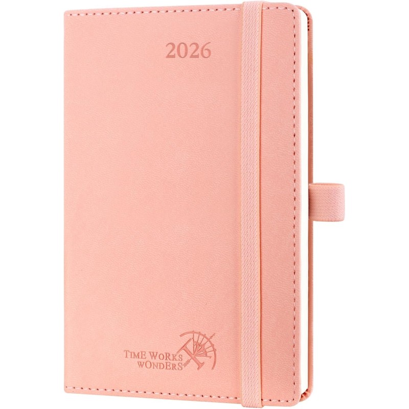 POPRUN Agenda de Poche 2026 A6 Semainier 16 x 10,5 cm - Couverture Souple en PU Cuir, Petit Agenda Scolaire, D'Jan 2026 à Déc 20