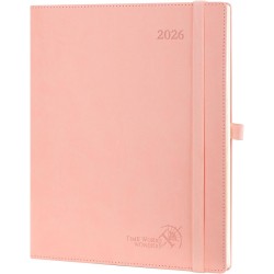 POPRUN Agenda Scolaire 2026 Semainier 26,5 x 21,5 cm - Couverture Souple en PU Cuir, Vertical Planner, D'Jan 2026 à Déc 2026-12 
