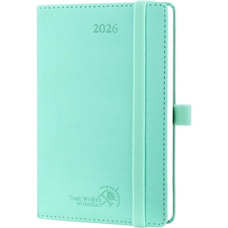 POPRUN Agenda de Poche 2026 A6 Semainier 16 x 10,5 cm - Couverture Souple en PU Cuir, Petit Agenda, D'Jan 2026 à Déc 2026-12 Moi