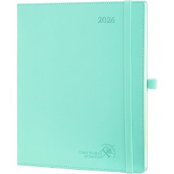 POPRUN Agenda Scolaire 2026 Semainier 26,5 x 21,5 cm - Couverture Souple en PU Cuir, Vertical Planner, D'Jan 2026 à Déc 2026-12 