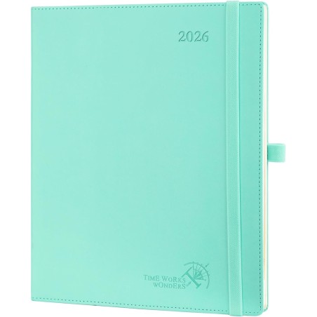 POPRUN Agenda Scolaire 2026 Semainier 26,5 x 21,5 cm - Couverture Souple en PU Cuir, Vertical Planner, D'Jan 2026 à Déc 2026-12 
