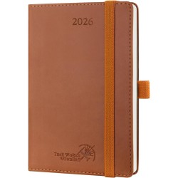 POPRUN Agenda de Poche 2026 A6 Semainier 16 x 10,5 cm - Couverture Souple en PU Cuir, Petit Agenda Scolaire, D'Jan 2026 à Déc 20