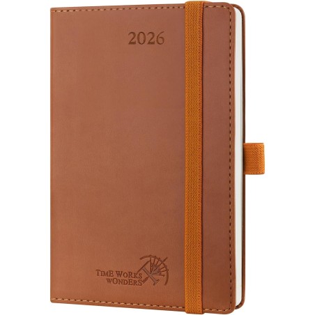 POPRUN Agenda de Poche 2026 A6 Semainier 16 x 10,5 cm - Couverture Souple en PU Cuir, Petit Agenda Scolaire, D'Jan 2026 à Déc 20
