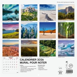 Finocam – Calendrier mural 2026 30 x 30 cm 1 Mois par page Janvier – Décembre 2026 + Sept.-Déc. 2025 (4 mois) réduits | Calendri