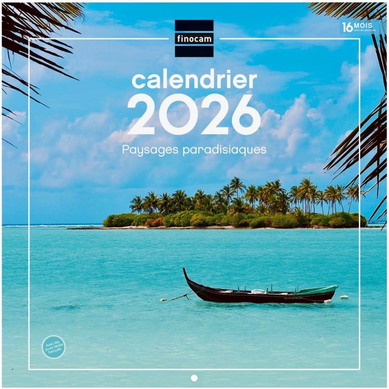 Finocam – Calendrier mural 2026 30 x 30 cm 1 Mois par page Janvier – Décembre 2026 + Sept.-Déc. 2025 (4 mois) réduits | Calendri