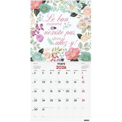 Finocam – Calendrier mural 2026 30 x 30 cm 1 Mois par page Janvier – Décembre 2026 + Sept.-Déc. 2025 (4 mois) réduits | Calendri