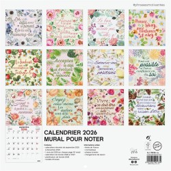 Finocam – Calendrier mural 2026 30 x 30 cm 1 Mois par page Janvier – Décembre 2026 + Sept.-Déc. 2025 (4 mois) réduits | Calendri