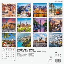 Finocam – Calendrier mural 2026 18 x 18 cm 1 Mois par page Janvier – Décembre 2026 + Sept.-Déc. 2025 (4 mois) réduits | Calendri