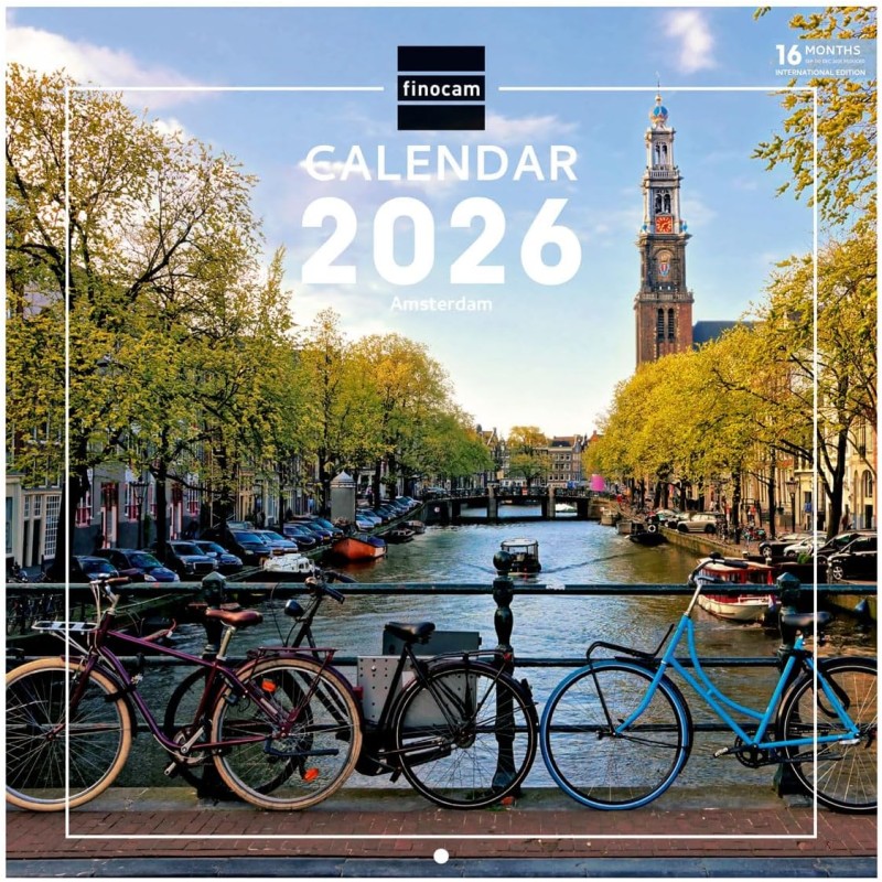 Finocam – Calendrier mural 2026 30 x 30 cm 1 Mois par page Janvier – Décembre 2026 + Sept.-Déc. 2025 (4 mois) réduits | Calendri