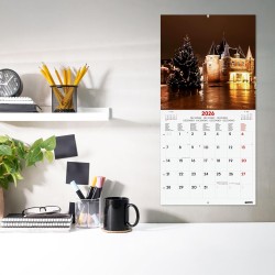 Finocam – Calendrier mural 2026 30 x 30 cm 1 Mois par page Janvier – Décembre 2026 + Sept.-Déc. 2025 (4 mois) réduits | Calendri