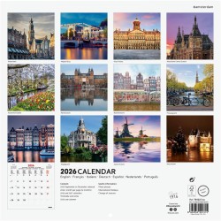 Finocam – Calendrier mural 2026 30 x 30 cm 1 Mois par page Janvier – Décembre 2026 + Sept.-Déc. 2025 (4 mois) réduits | Calendri
