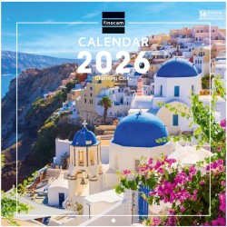 Finocam – Calendrier mural 2026 30 x 30 cm 1 Mois par page Janvier – Décembre 2026 + Sept.-Déc. 2025 (4 mois) réduits | Calendri