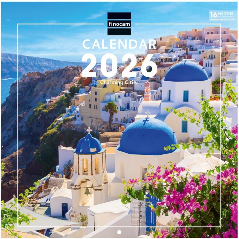 Finocam – Calendrier mural 2026 30 x 30 cm 1 Mois par page Janvier – Décembre 2026 + Sept.-Déc. 2025 (4 mois) réduits | Calendri