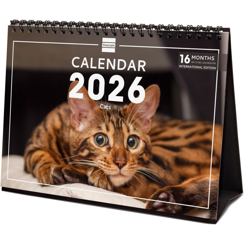 Finocam – Calendrier de bureau 2026 1 Mois par page Janvier – Décembre 2026 + Sept.-Déc. 2025 (4 mois) réduits | Calendrier 2026