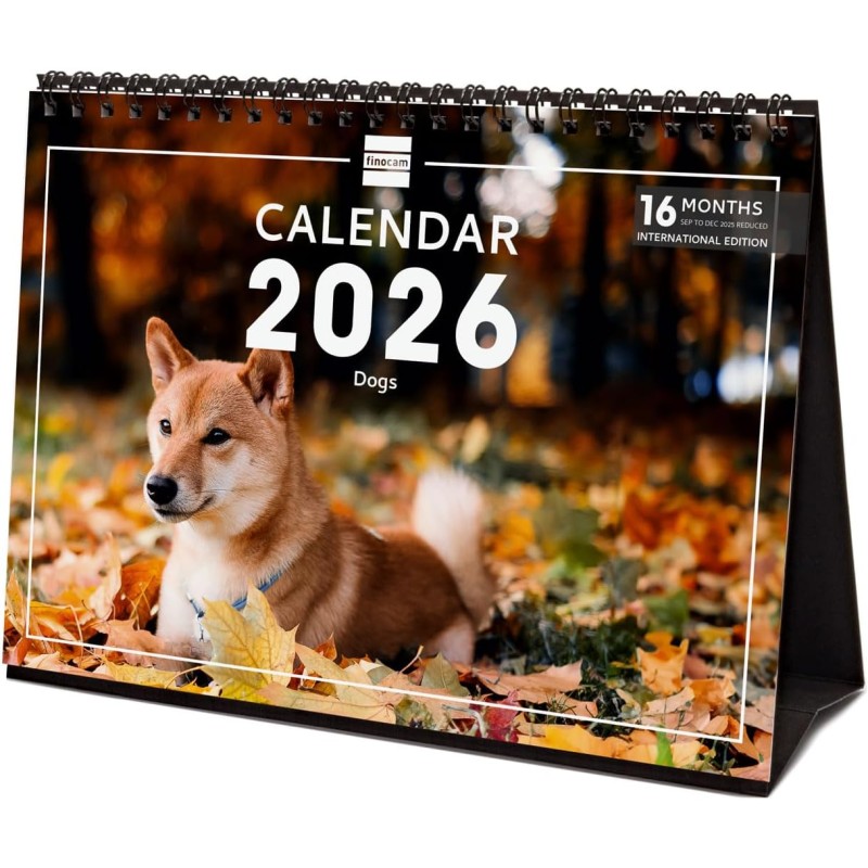 Finocam – Calendrier de bureau 2026 1 Mois par page Janvier – Décembre 2026 + Sept.-Déc. 2025 (4 mois) réduits | Calendrier 2026