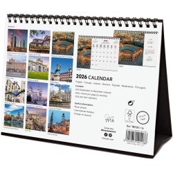 Finocam – Calendrier de bureau 2026 1 Mois par page Janvier – Décembre 2026 + Sept.-Déc. 2025 (4 mois) réduits | Calendrier 2026