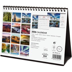 Finocam – Calendrier de bureau 2026 1 Mois par page Janvier – Décembre 2026 + Sept.-Déc. 2025 (4 mois) réduits | Calendrier 2026