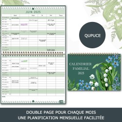 Calendrier Familial Mural/Frigo 2025 2026(18 Mois) 32 x 22cm, Calendrier Magnétique Frigo Jan.2025 - Jui.2026, Organisateur Plan