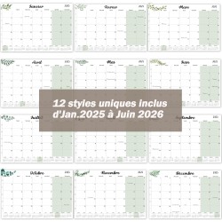 Calendrier Magnetique Frigo 2025 2026 (18 Mois) 32 * 22CM, Calendrier Familial Jan.2025 - Juin.2026, Calendrier de l'Avent Organ