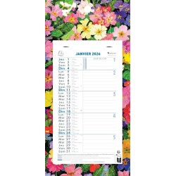 Exacompta - 33215E - Calendrier mensuel avec feuillets détachables 13 x 23 cm - Sur support plaque imprimée Fleurs 16 x 33 cm - 