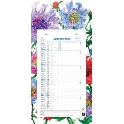 Exacompta - 33215E - Calendrier mensuel avec feuillets détachables 13 x 23 cm - Sur support plaque imprimée Fleurs 16 x 33 cm - 