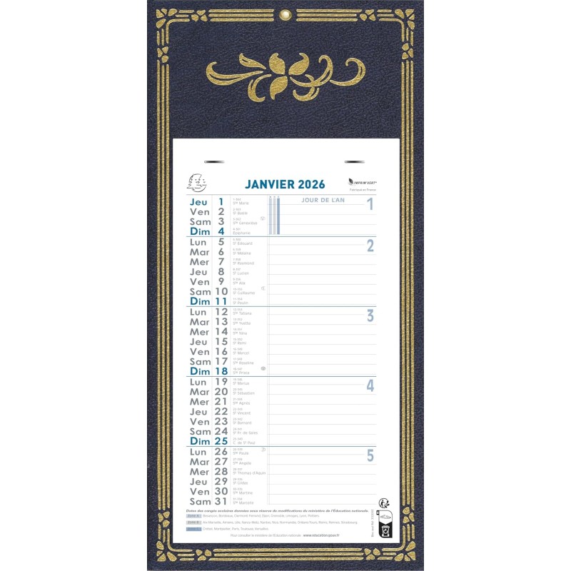 Exacompta - 33211E - Calendrier mensuel avec feuillets détachables 13 x 23 cm - Sur support plaque imprimée Skytos 16 x 33 cm - 