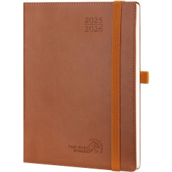 POPRUN Agenda 2025 2026 Semainier Vertical 22 x 16,5cm D'Août 2025 à Déc 2026-17 Mois Planner Scolaire - Couverture Souple en PU